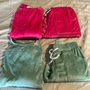 Set of 2 Cat and Jack girls velour tops with matching bottoms